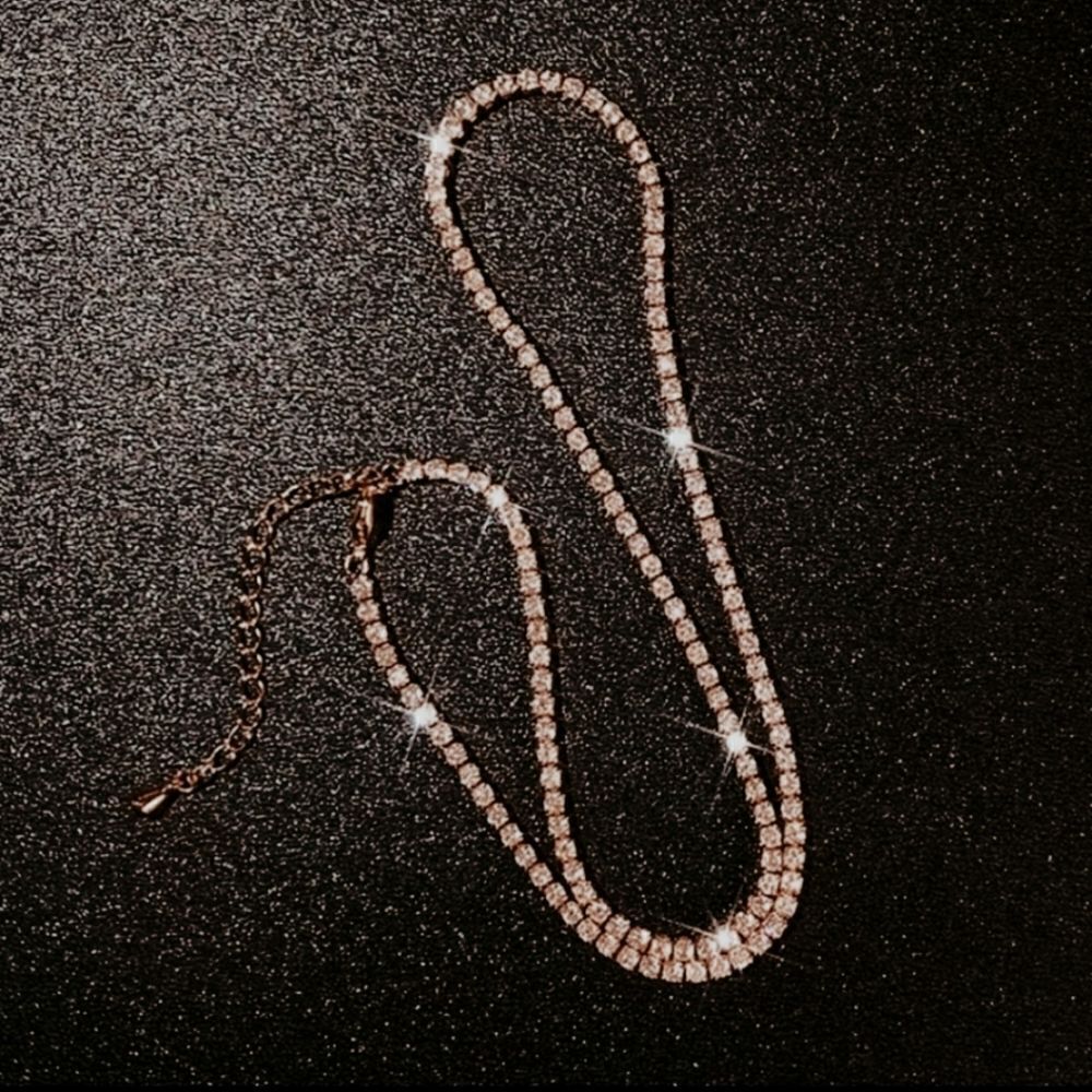 Choker Clear White Baguette Diamond Necklace 18K Gold over 925 Sterling Silver - Picture 4 of 7